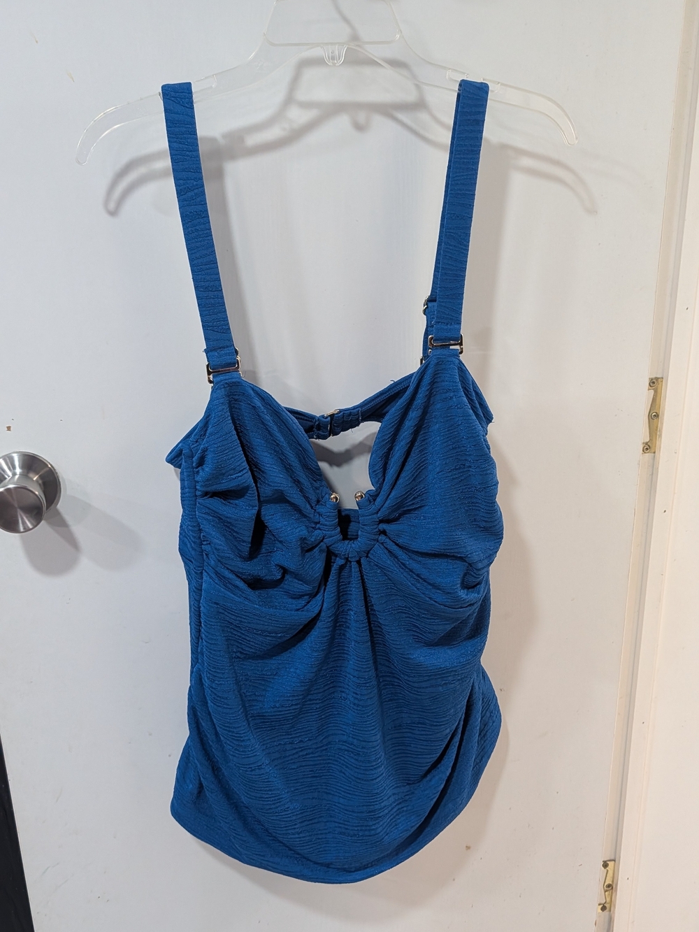 Time And Tru Deep Blue Textured Swim Top
